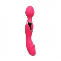 20 Function Double Ended Wand Massager, Silicone, RED, BOTH ENDS INDEPENDENTLY VIBRATE